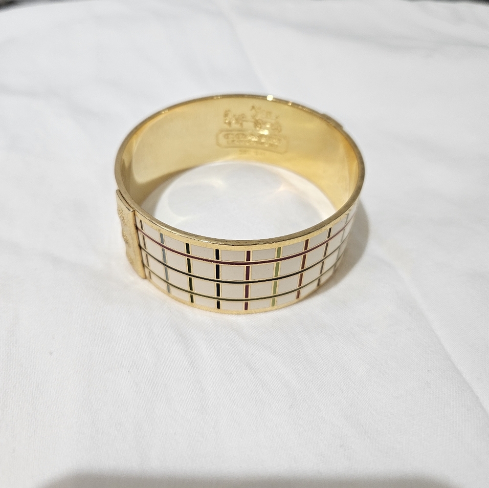 Coach Enamal Gold-Tone Grid Bracelet